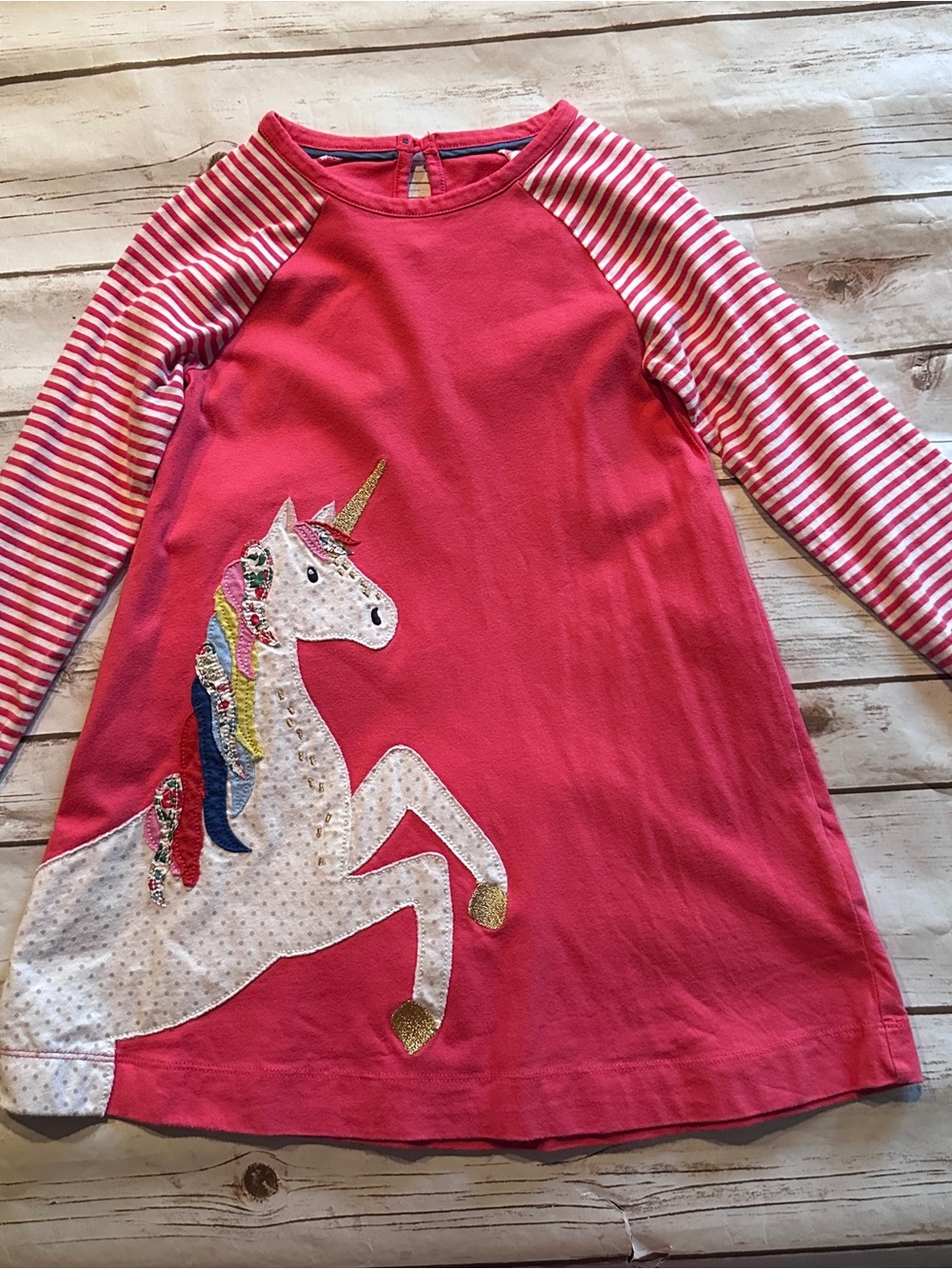 Mini Boden pink unicorn dress vguc 3/4
